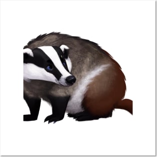 Cute Badger Drawing Posters and Art